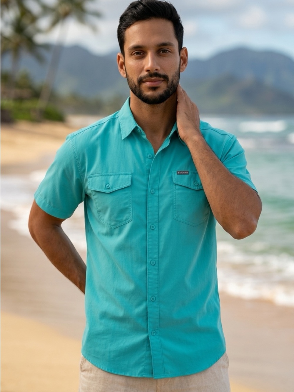 Men's Columbia Utilizer™ II Solid Short Sleeve Shirt Blue Omni Wick Vented XL